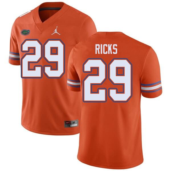 Men's NCAA Florida Gators Isaac Ricks #29 Stitched Authentic Jordan Brand Orange College Football Jersey WVT4565PK